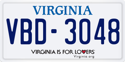 VA license plate VBD3048