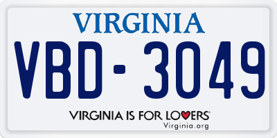 VA license plate VBD3049