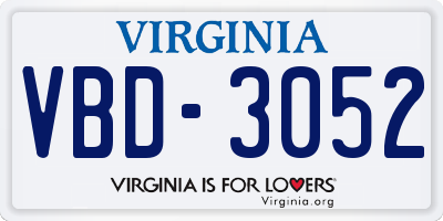 VA license plate VBD3052