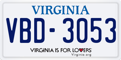 VA license plate VBD3053