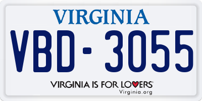VA license plate VBD3055