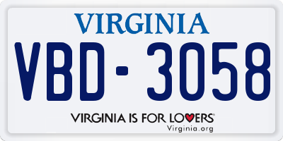 VA license plate VBD3058