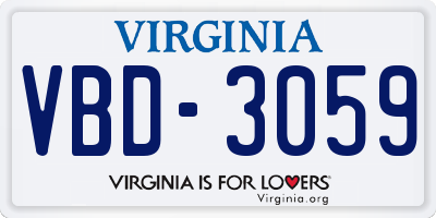 VA license plate VBD3059