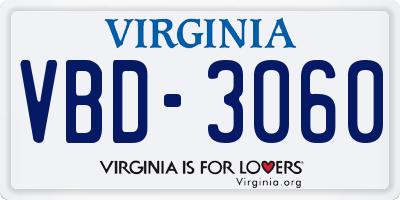 VA license plate VBD3060