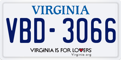 VA license plate VBD3066