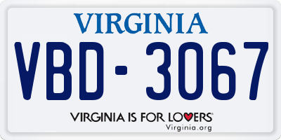 VA license plate VBD3067