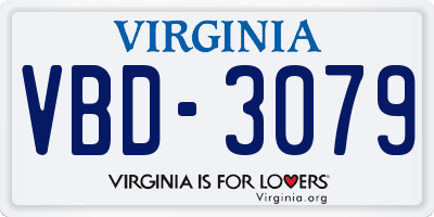 VA license plate VBD3079
