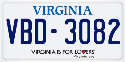 VA license plate VBD3082
