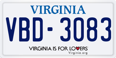 VA license plate VBD3083