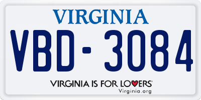 VA license plate VBD3084