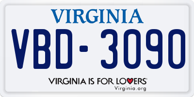 VA license plate VBD3090