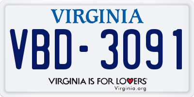 VA license plate VBD3091