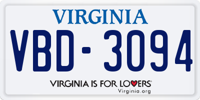 VA license plate VBD3094