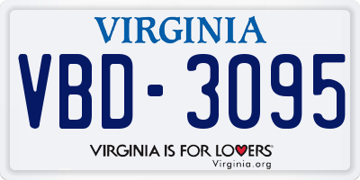 VA license plate VBD3095