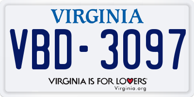 VA license plate VBD3097