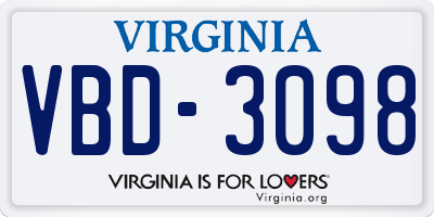 VA license plate VBD3098