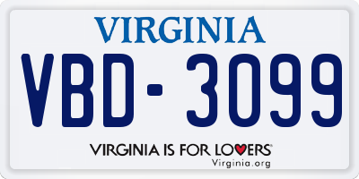 VA license plate VBD3099