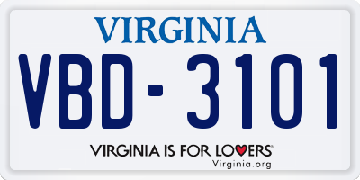 VA license plate VBD3101