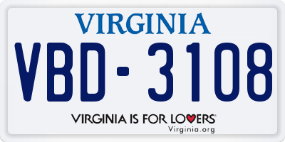 VA license plate VBD3108