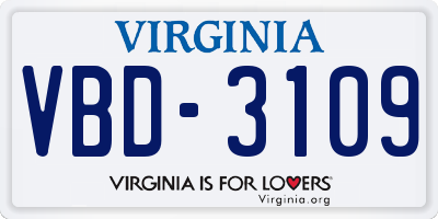 VA license plate VBD3109