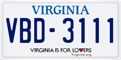 VA license plate VBD3111