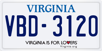 VA license plate VBD3120