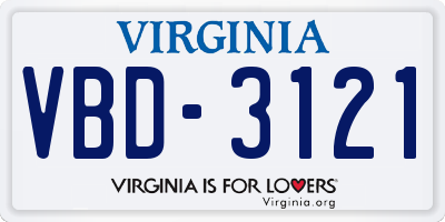VA license plate VBD3121