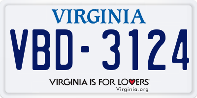 VA license plate VBD3124