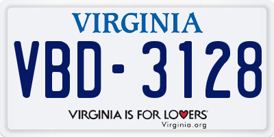 VA license plate VBD3128