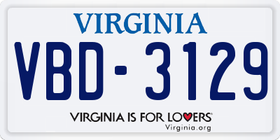 VA license plate VBD3129