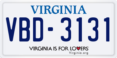 VA license plate VBD3131