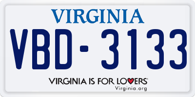 VA license plate VBD3133