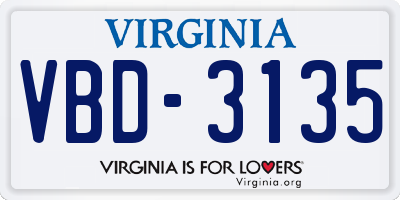 VA license plate VBD3135