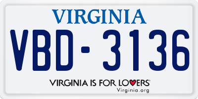 VA license plate VBD3136