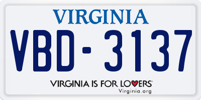 VA license plate VBD3137