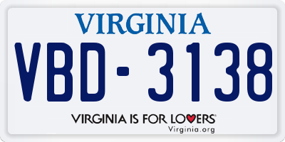 VA license plate VBD3138