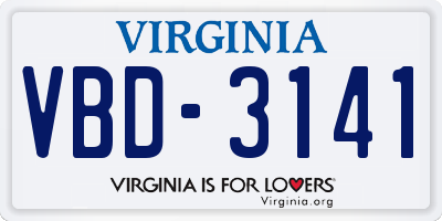VA license plate VBD3141