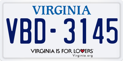 VA license plate VBD3145