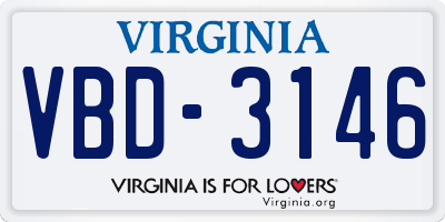 VA license plate VBD3146