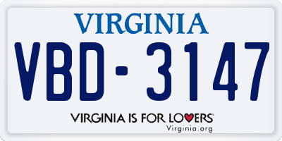 VA license plate VBD3147