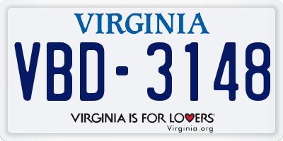 VA license plate VBD3148