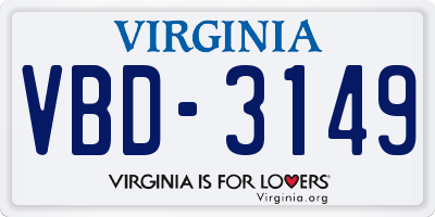 VA license plate VBD3149
