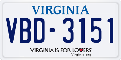 VA license plate VBD3151