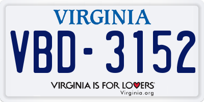 VA license plate VBD3152