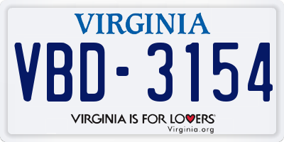 VA license plate VBD3154