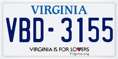 VA license plate VBD3155