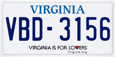 VA license plate VBD3156