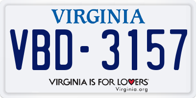 VA license plate VBD3157