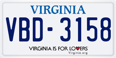 VA license plate VBD3158
