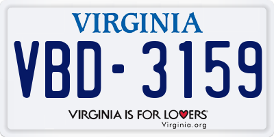 VA license plate VBD3159